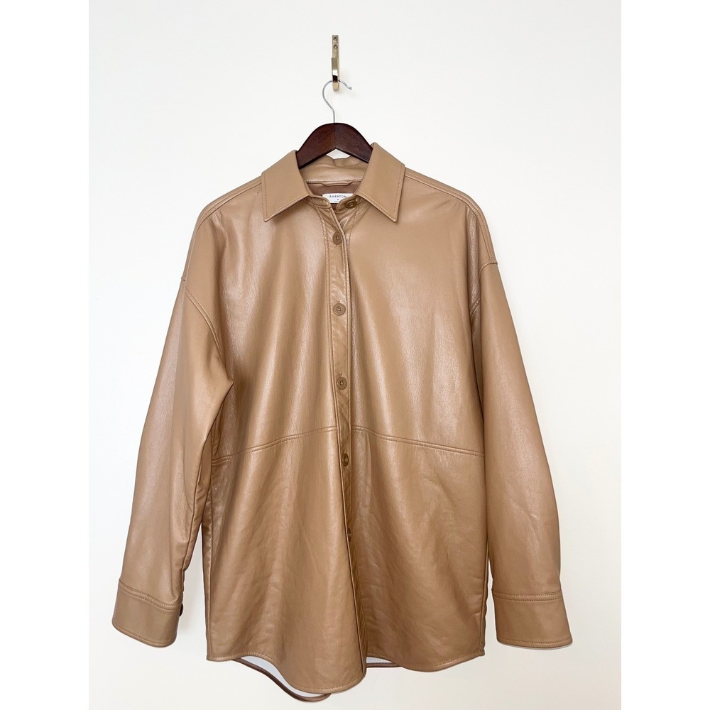 BABATON Aritzia Pelli Shirt Jacket Constant Caramel Faux Leather‎ | Medium